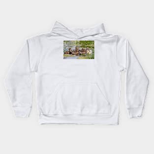 Momma duck and her kids Kids Hoodie